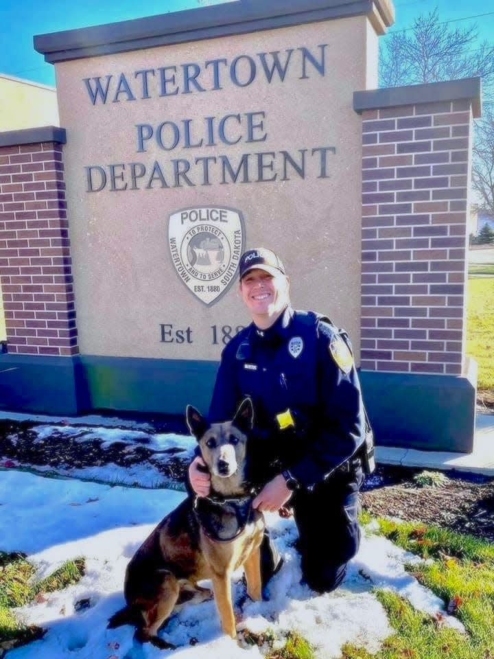 Detective Taylor Maertens will be caring for Bono during his retirement. Maertens became Bono's handler in July of 2020.
