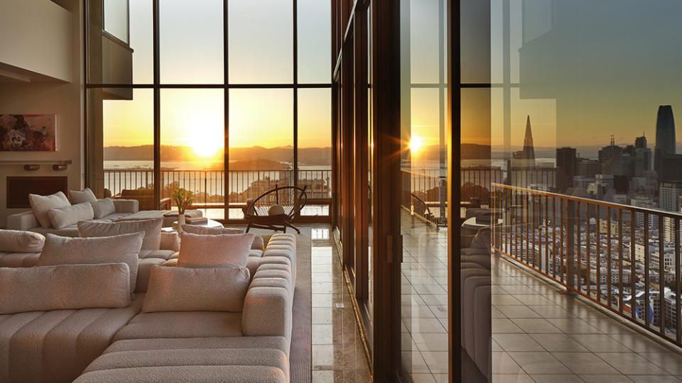 The living area in the south penthouse - Credit: Brad Knipstein