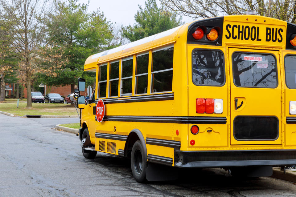 a stopped school bus