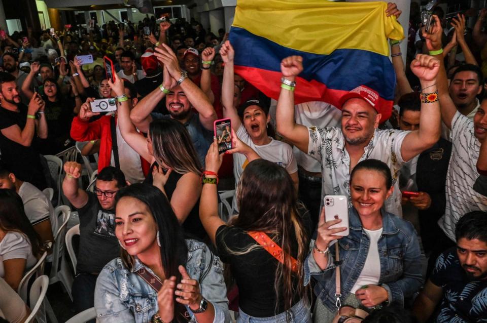 People celebrating Mr Petro’s victory (AFP via Getty Images)