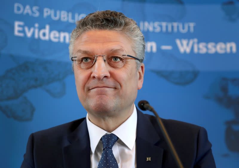 Lothar H. Wieler, president of the Robert-Koch-Institute, addresses the media during a news conferenece on the current status of the coronavirus disease (COVID-19) spread, in Berlin