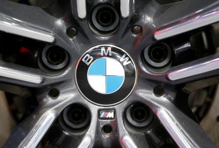 A BMW logo is seen at the North American International Auto Show in Detroit, January 12, 2016. REUTERS/Mark Blinch