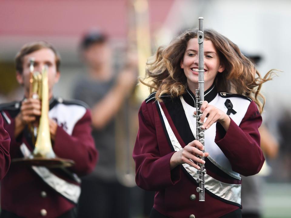 The Oak Ridge Marching Band during pregame ceremonies before the start of the high school football game against Farragut on Friday, September 9, 2022 in Oak Ridge, TN. 