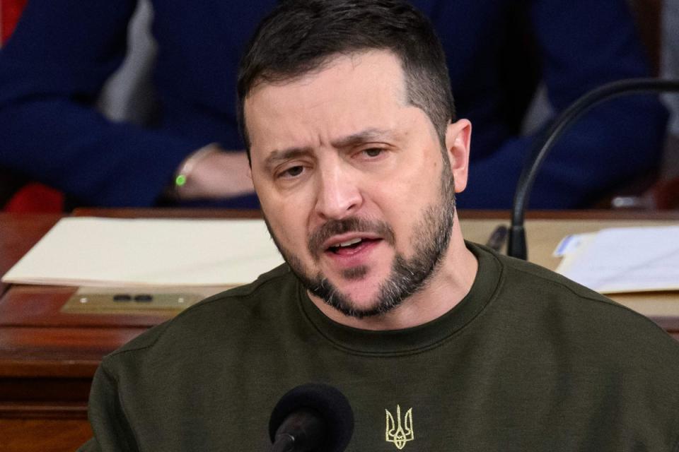 Last week Zelensky went to Washington to address a joint session of Congress and receive confirmation of a US civilian and aid package of $45 million, including Patriot missile defence systems (AFP via Getty Images)