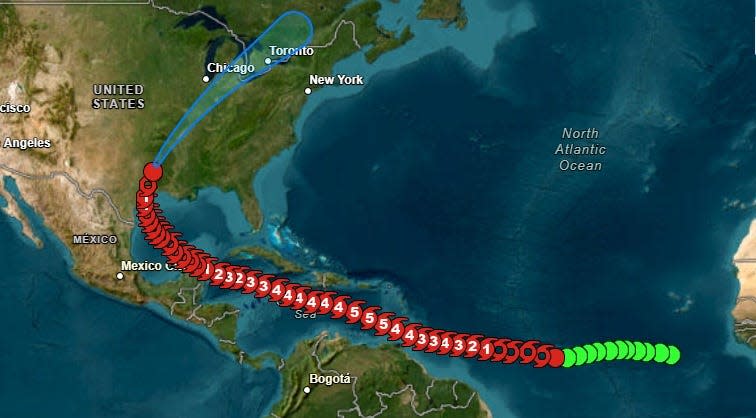 Track Beryl as it made its way across the Atlantic, into the Caribbean, then the Gulf of Mexico and into Texas.