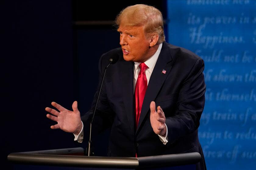 NASHVILLE, TENNESSEE - OCTOBER 22: President Donald Trump answers a question during the second and final presidential debate at Belmont University on October 22, 2020 in Nashville, Tennessee. This is the last debate between the two candidates before the election on November 3. (Photo by Morry Gash-Pool/Getty Images)