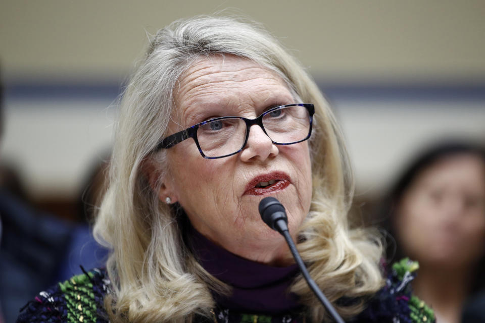 FILE - U.S. Rep. Carol Miller, R-W.Va., testifies on the Trump administration's proposed poverty line calculation changes before a subcommittee of the House Committee on Oversight and Reform on Capitol Hill in Washington, Feb. 5, 2020. Miller breezed into the Republican nomination in West Virginia’s 1st District race Tuesday, May 10, 2022, as two GOP incumbents battled for the lone remaining seat in the state’s shrinking congressional delegation. (AP Photo/Patrick Semansky, File)