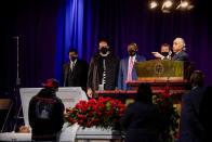 Mourners assemble in a church for the public viewing of Daunte Wright, in Minneapolis, Minnesota