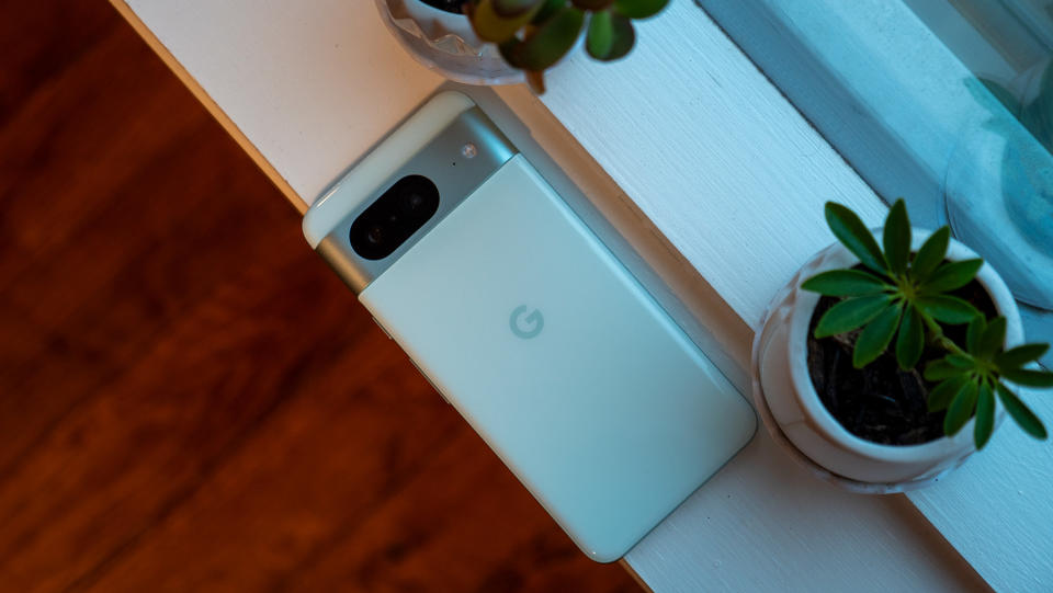 The mint colorway of the Google Pixel 8