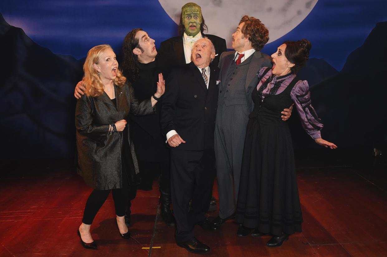 Scream icons: Mel Brooks, centre, with Susan Stroman, Ross Noble, Shuler Hensley, Hadley Fraser and Lesley Joseph after the opening night of Young Frankenstein: Dave Benett