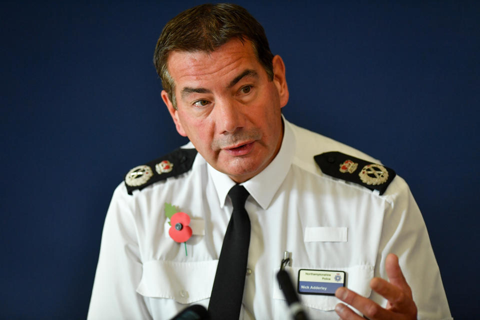 Chief Constable of Northamptonshire Police, Nick Adderley, speaking during a press conference at Northamptonshire Police HQ at Wootton Hall Park, Northampton about the death of Harry Dunn.