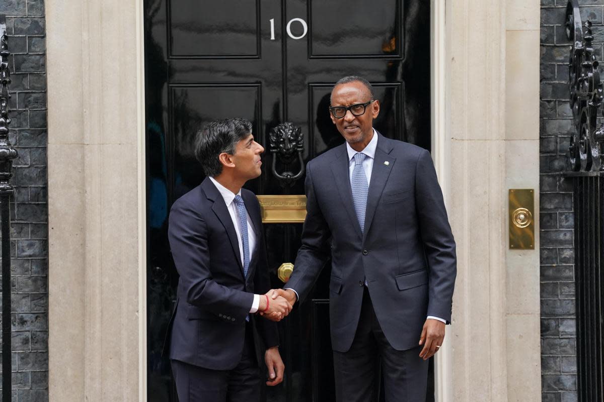 Prime Minister Rishi Sunak welcomes the President of Rwanda, Paul Kagame, to 10 Downing Street <i>(Image: Stefan Rousseau)</i>