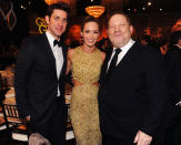 <p>Krasinski and his wife, Blunt, mingled with the producer in the decked-out party venue chosen for 2013. She was one of the night’s nominees for Best Actress in a Comedy, for her turn in <em>Salmon Fishing in the Yemen. </em>(Photo: Kevin Winter/Getty Images) </p>