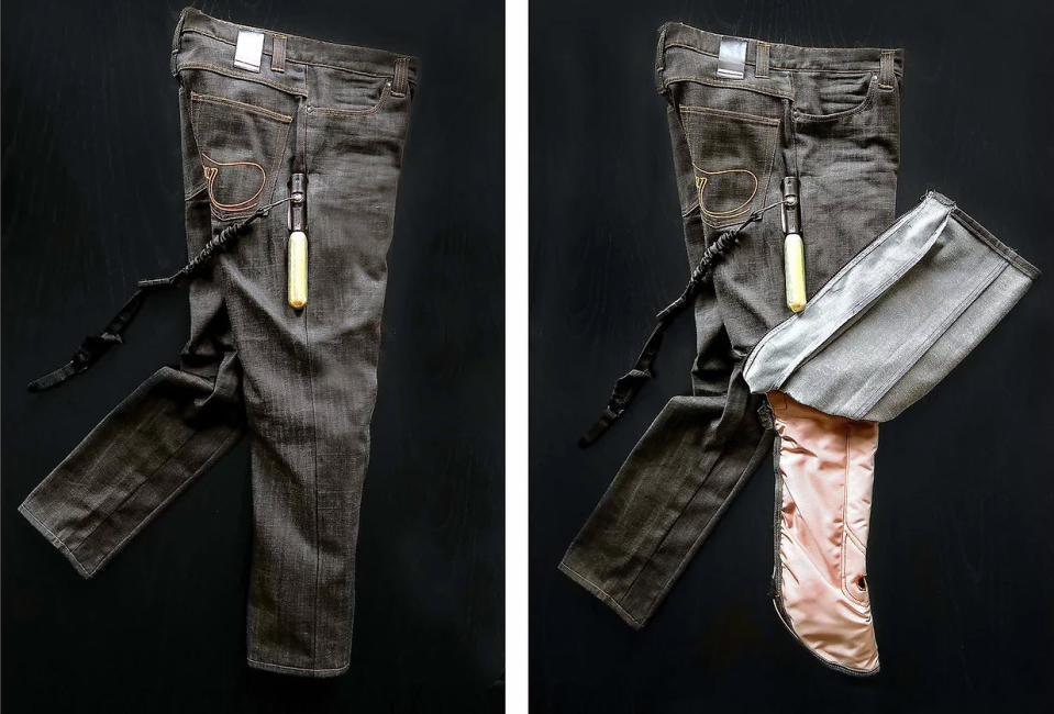 Das Material, aus dem die Airbag-Jeans gefertigt wird, ist robuster und stärker als Stahl. (Bild: Mo'Cycle)