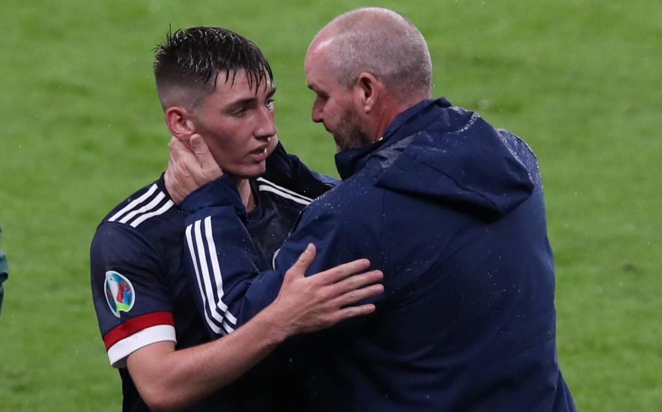 Manager Steve Clarke congratulates Gilmour on a job well done - GETTY IMAGES