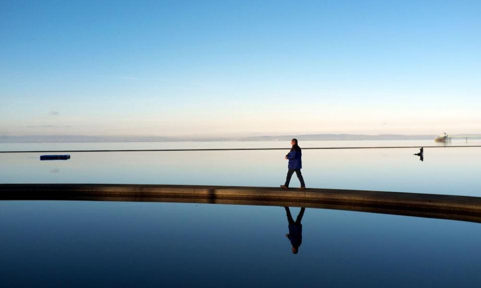 A walkway across the Marine Lake, Clevedon.