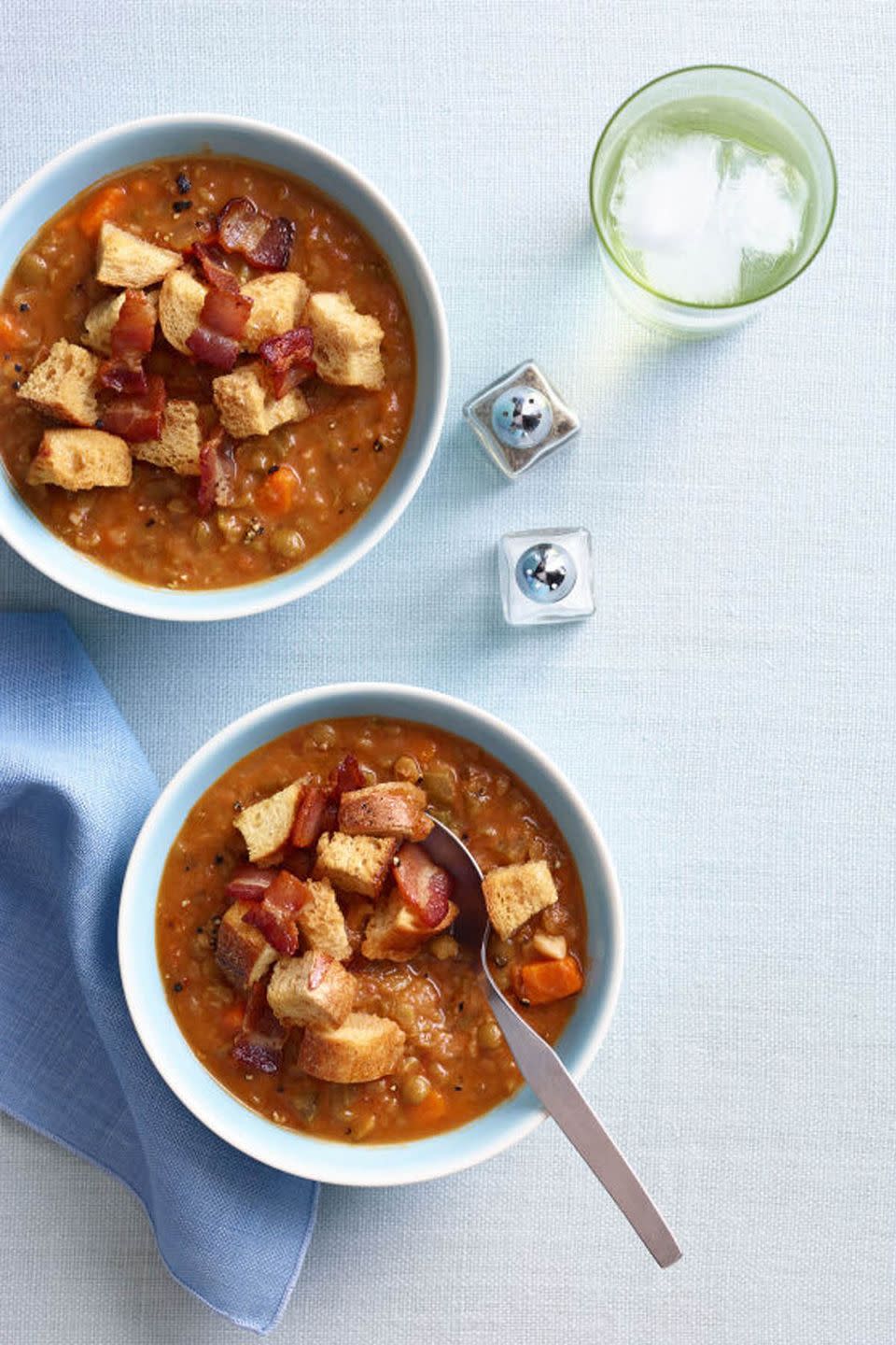 Split Pea and Tomato Soup with Bacon