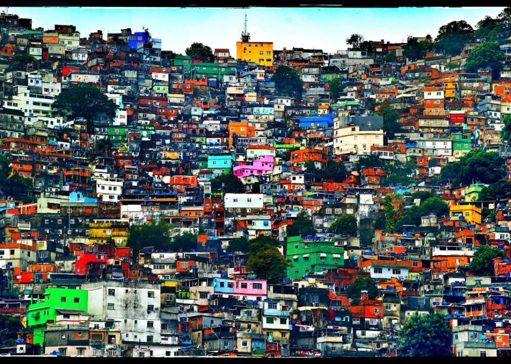 A general view of the Rocinha favela as the England team visit Complexo Esportivo da Rocinha on June 9, 2014 in Rio de Janeiro, Brazil.