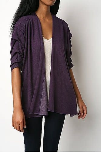 Silence & Noise Pleated Sleeve Open Cardigan ($48)