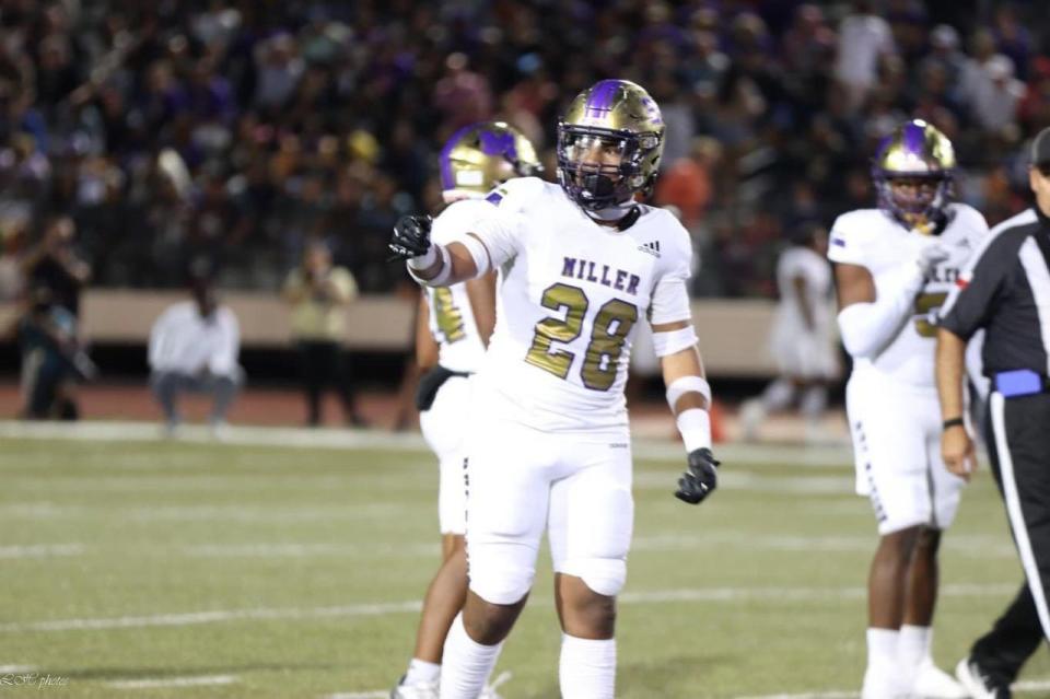 Miller's Lamarcus Cullum looks to the sidelines during a game at Buc Stadium earlier this season.