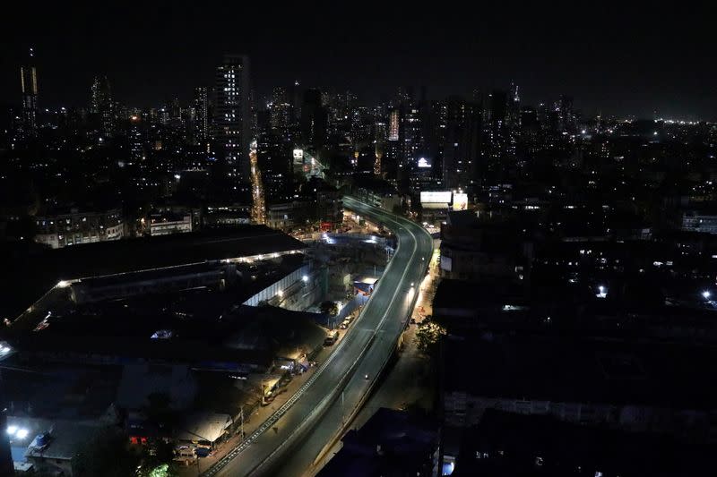 View shows an almost empty road during a lockdown to limit the spread of the coronavirus disease in Mumbai