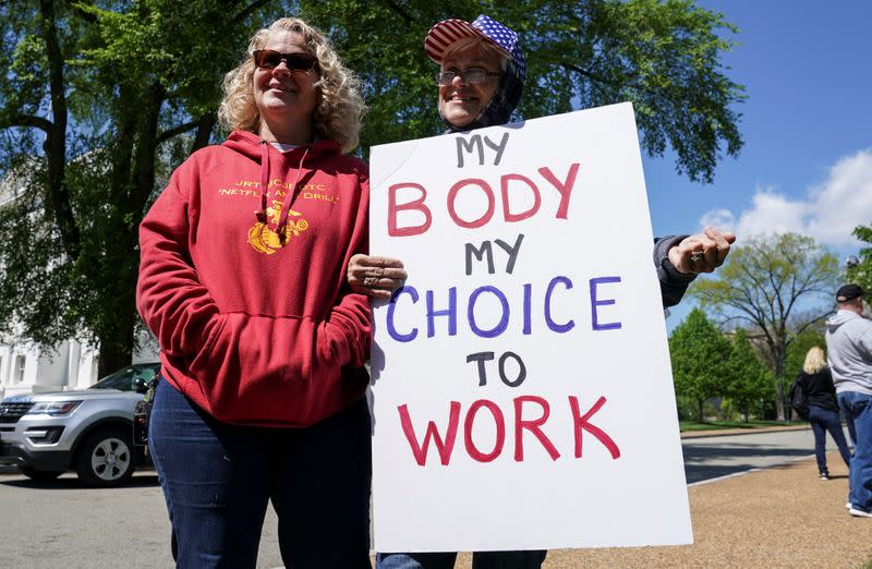 Demonstrators protest coronavirus lockdown measures in Richmond, Virginia