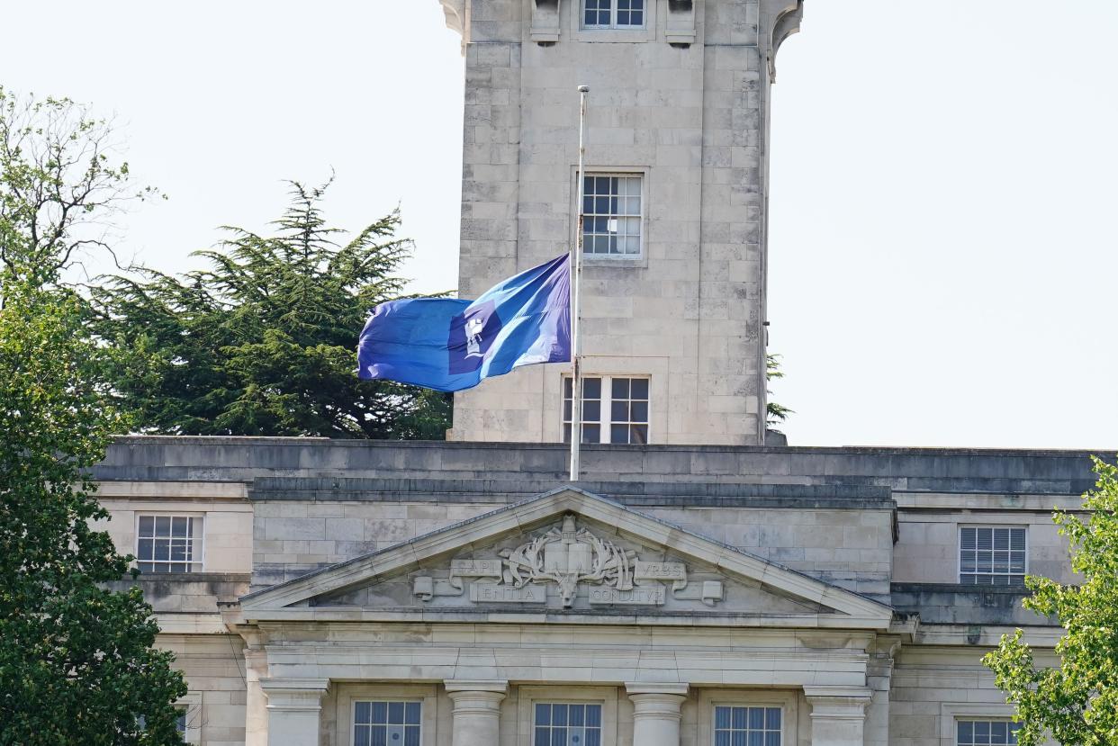 A flag is flown at half mast at the University of Nottingham where two of the three people killed in Tuesday's attacks were students at the university. (PA)