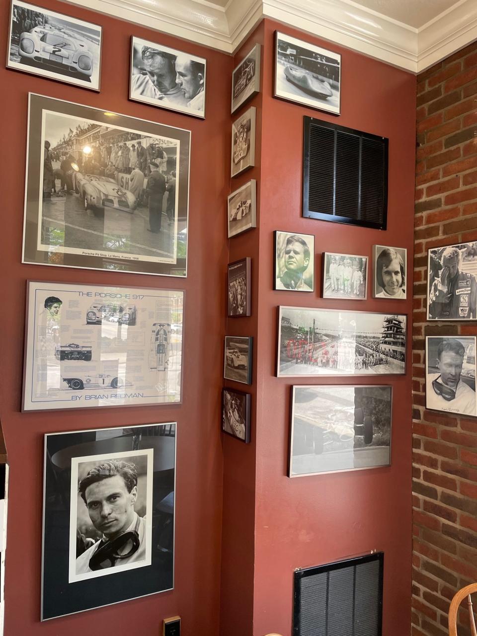 Racing memorabilia on the walls of the Franklin Square Deli in downtown Kent.
