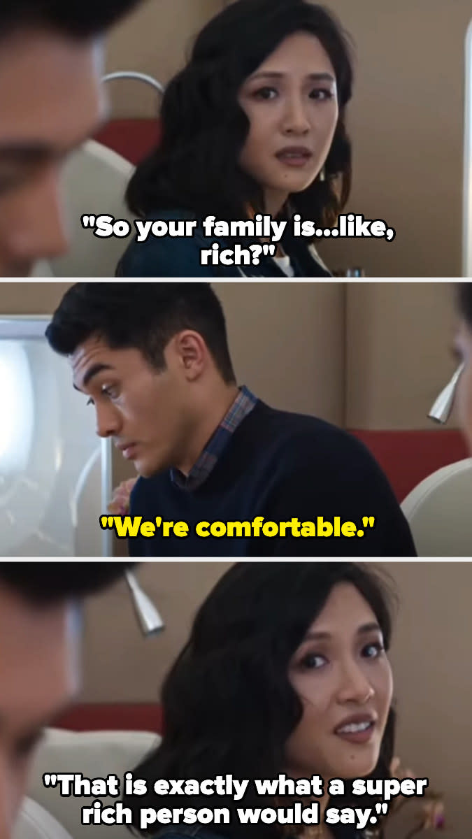 person asking someone if they're family is rich and when they answer, we're comfortable, they say, that is exactly what a super rich person would say