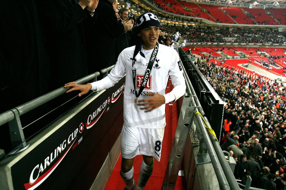 Tottenham Hotspur's Jermaine Jenas after getting his winners medal (Photo by Mike Egerton - PA Images via Getty Images)