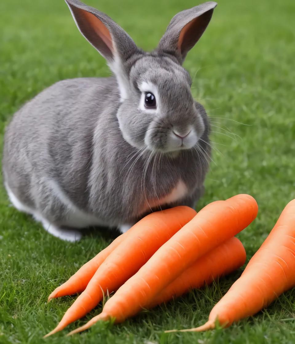 An AI-generated image of a rabbit and some carrots that looks more noticeably fake, if you look closely (Susan Cipriano/Pixabay)