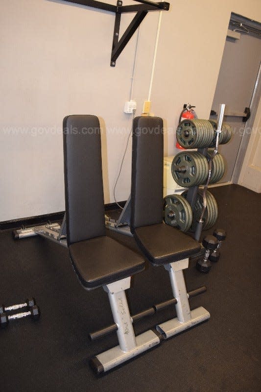 Kent Parks and Recreation is auctioning its exercise equipment after closing its fitness center on West Main Street. This is one of the items that is being sold.