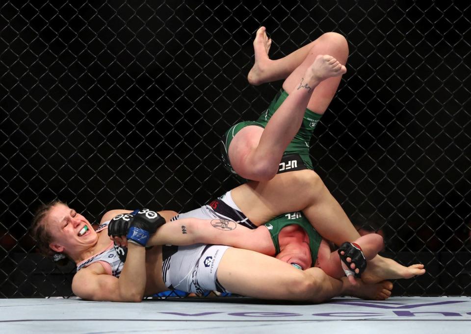 Molly McCann (right) was submitted by Julija Stoliarenko in the co-main event (Action Images via Reuters)