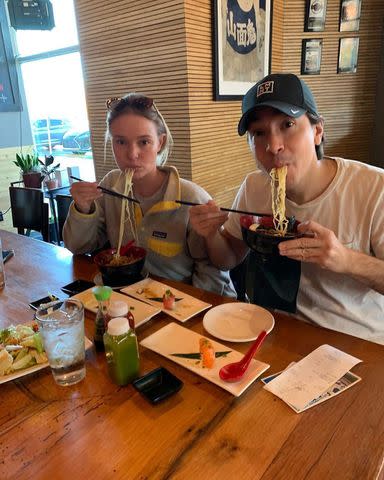 <p>Kate Bosworth/Instagram</p> Kate Bosworth and Justin Long eat ramen in Oklahoma