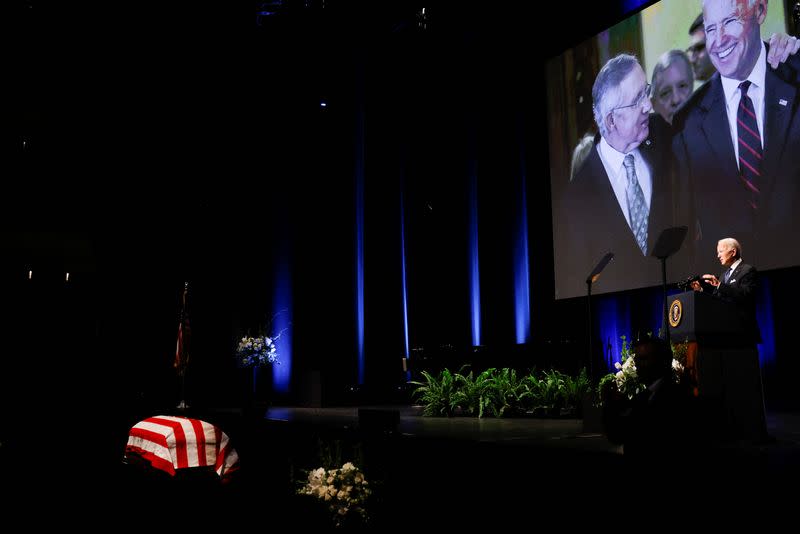 U.S. President Biden attends the memorial service in Las Vegas