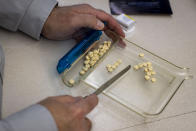 Craig Jones fills a prescription at Basin Pharmacy in Basin, Wyo., on Wednesday, Feb. 21, 2024. (AP Photo/Mike Clark)