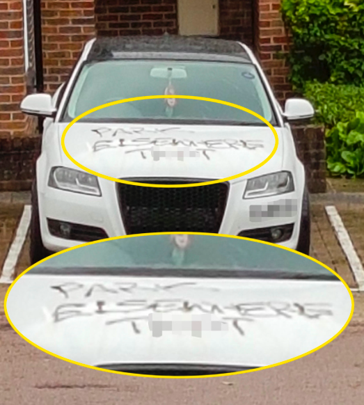 <em>The car had been scrawled over in black ink (Caters)</em>