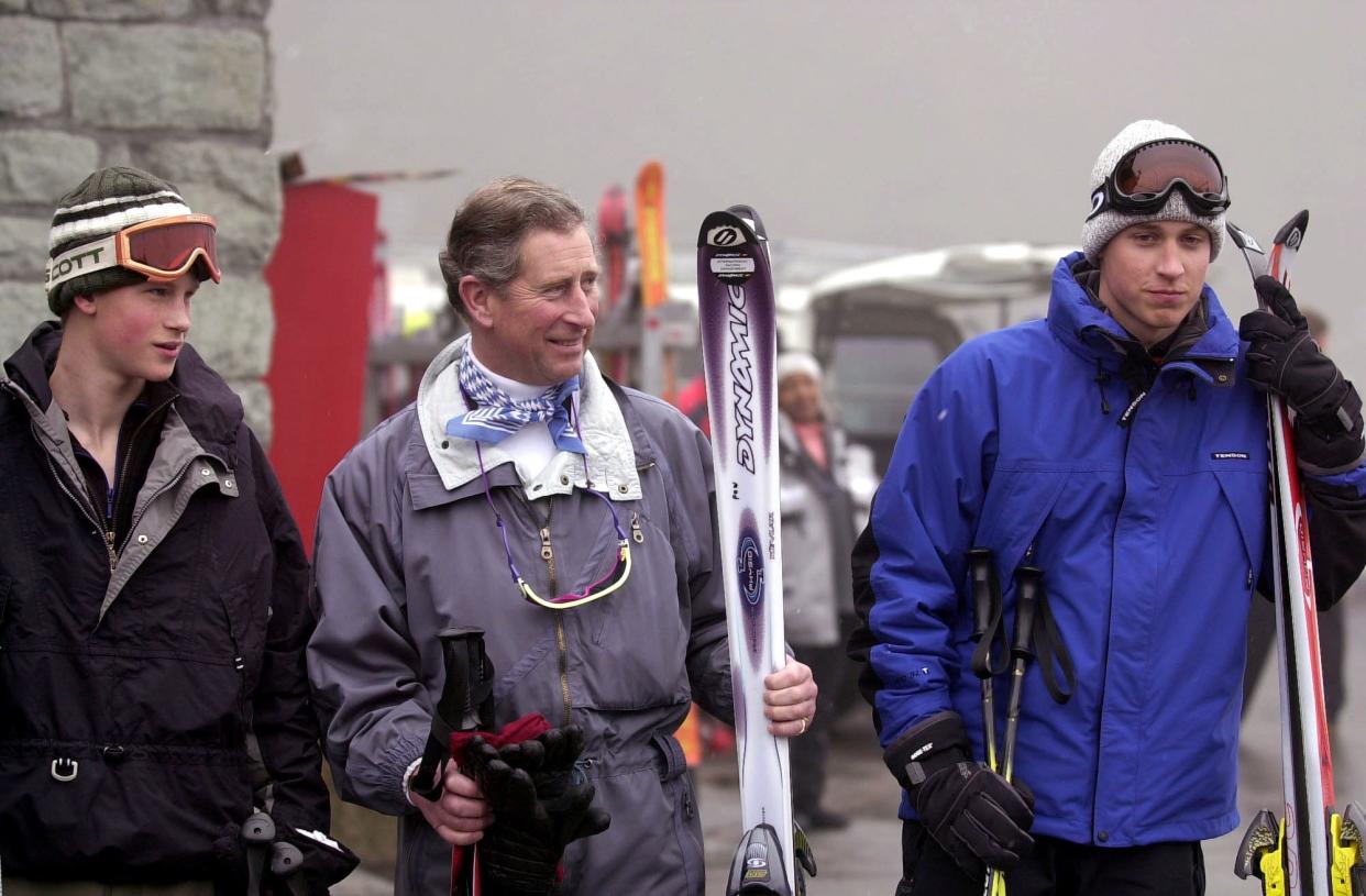King Charles with Princes William and Harry in Switzerland