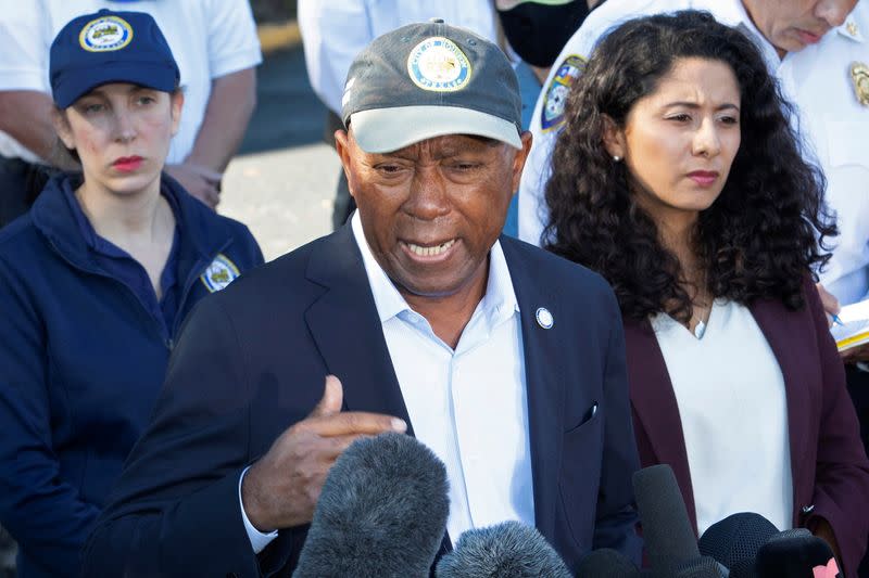 Houston Mayor Sylvester Turner addresses the news media, after a deadly crush of fans in Houston