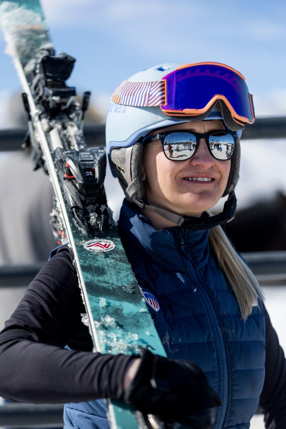 Maeghan Lenigan poses for a portrait during the 2024 Utah Skijoring competition at the Wasatch County Event Complex in Heber City on Saturday, Feb. 17, 2024. Lenigan is a ski instructor in Park City; it was her first time competing. “Right here, right now, I feel like the richest person in the world,” she says. | Marielle Scott, Deseret News
