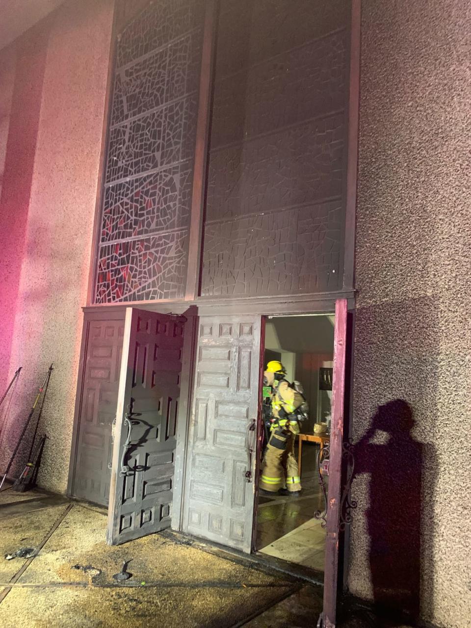 <div class="inline-image__caption"><p>The fire caused damage to the exterior of Congregation Beth Israel.</p></div> <div class="inline-image__credit">Austin Fire Department</div>