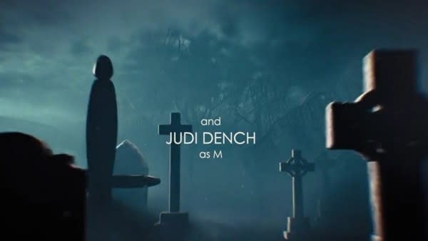 'Skyfall' credits sequence reads Judi Dench as M with a cemetery as a backdrop