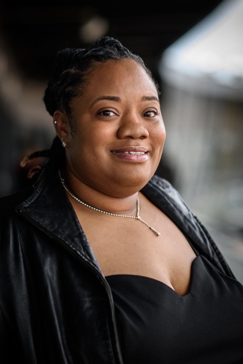 Tiffany Campbell at the 100 Professional Black Women in Black Photo Shoot in downtown Fayetteville on Saturday, Jan. 6, 2024.