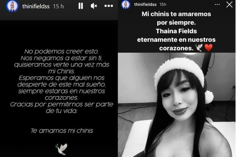 Los mensajes en las redes oficiales de Thaina que confirmaron su muerte