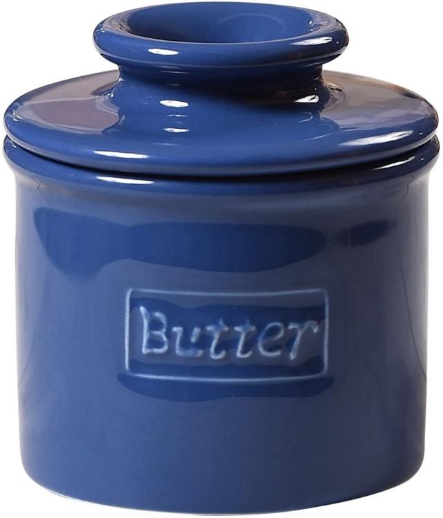 Norpro Porcelain Butter Crock Keeper, Blue/White