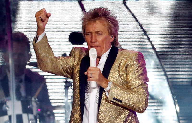 Rod Stewart performs at the Isle Of Wight music festival