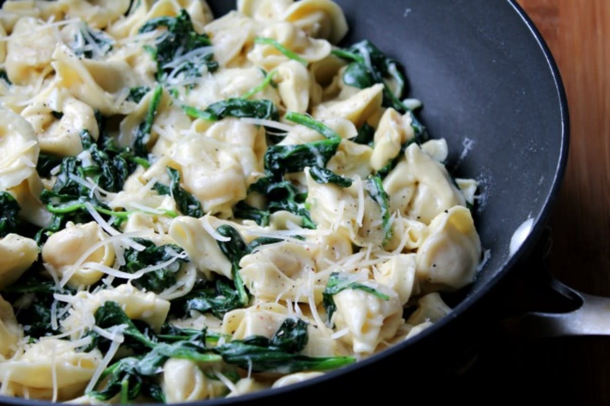 <p>Foody Schmoody Blog</p><p>When you crave creamy cozy comfort, this luscious flavor-packed pasta dinner will be your best friend.</p><p><strong>Get the recipe: <a href="https://foodyschmoodyblog.com/creamy-garlic-tortellini/" rel="nofollow noopener" target="_blank" data-ylk="slk:Creamy Garlic Tortellini With Spinach;elm:context_link;itc:0;sec:content-canvas" class="link rapid-noclick-resp">Creamy Garlic Tortellini With Spinach</a></strong></p>