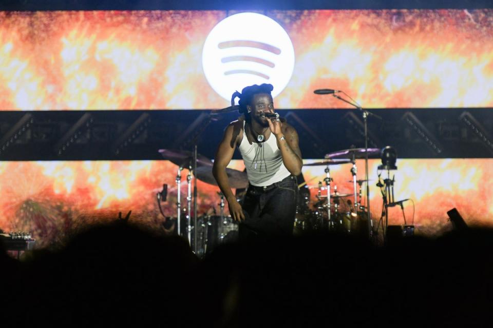 Shaboozey performs as Spotify hosts an evening of music with star-studded performances with Benson Boone, Shaboozey and Tyla during Cannes Lions at Spotify Beach on 18 June, 2024 in Cannes (Getty Images for Spotify)