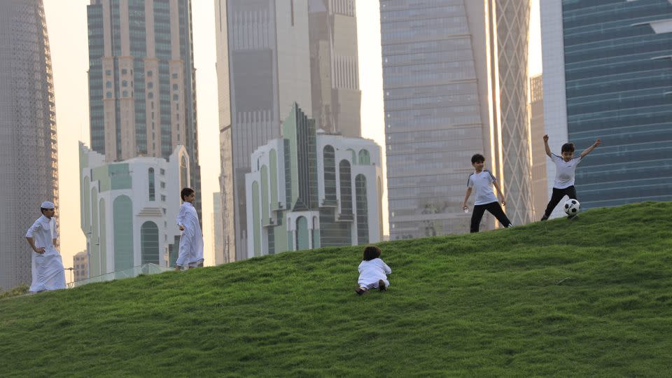 Photo of children playing soccer in Qatar, taken by Reem Al-Haddad as part of the GOALS 2022 project last year. - Reem Al-Haddad/Goal Click