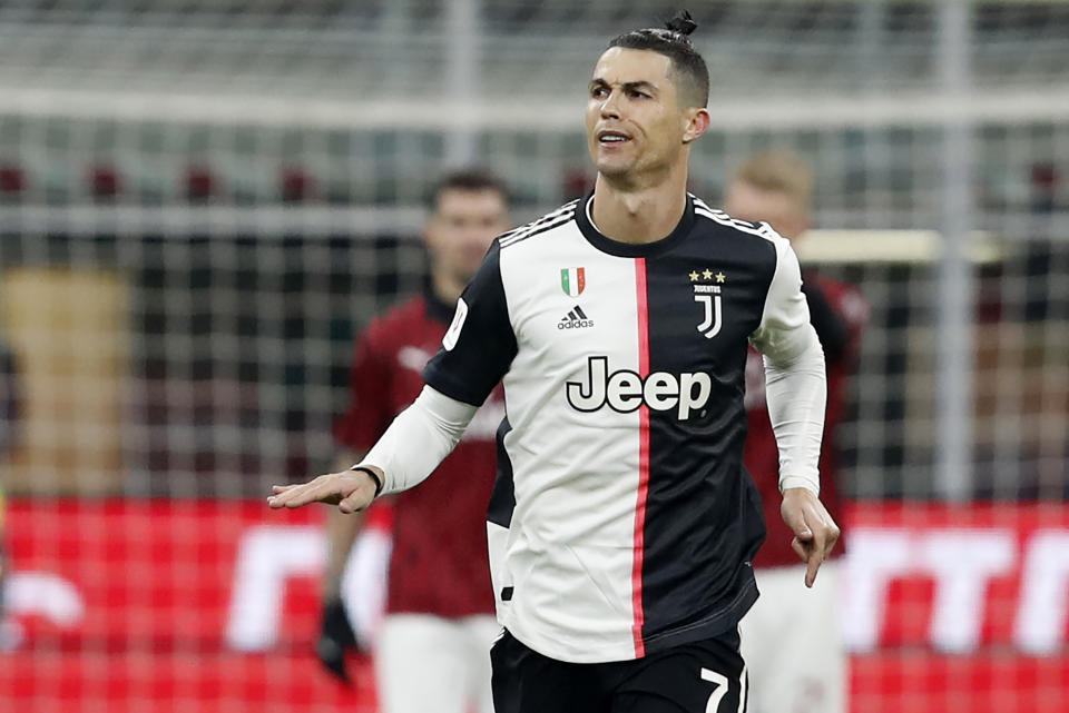 Cristiano Ronaldo will play Serie A games in empty stadiums. (AP Photo/Antonio Calanni)